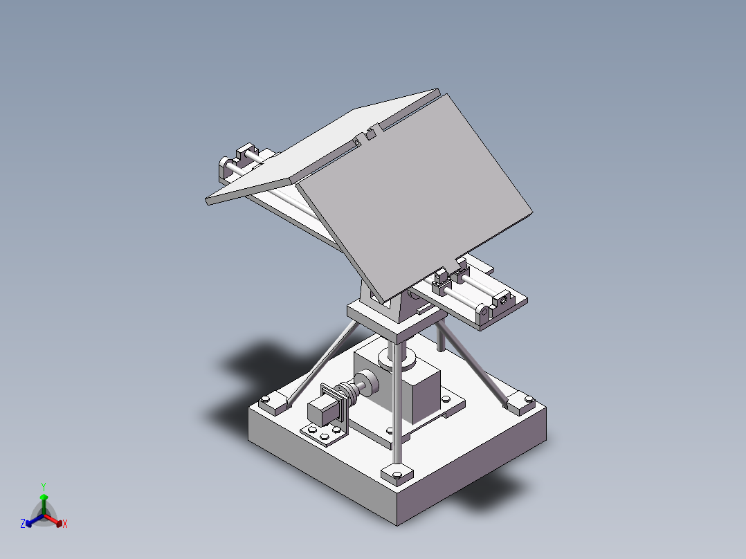 自动调节角度太阳能板装置正等轴测图