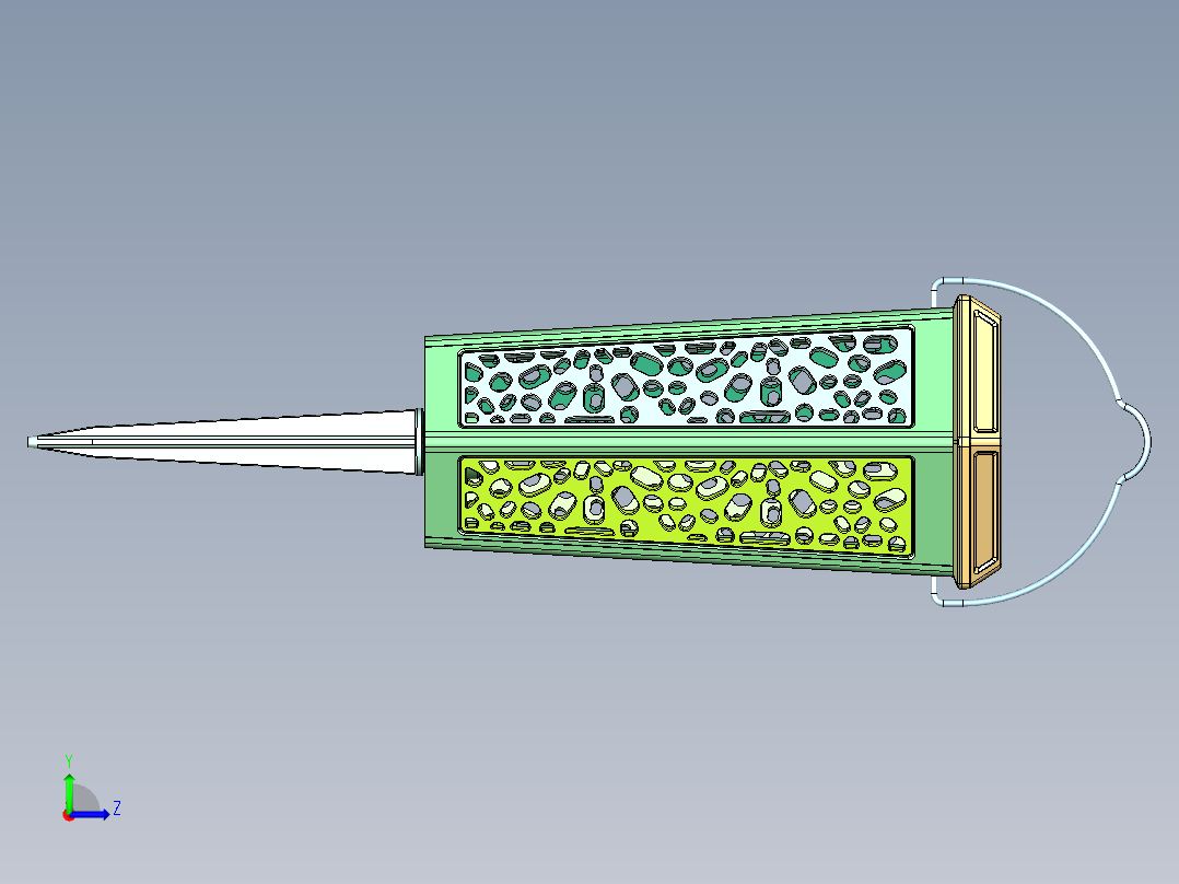 六角吊顶地埋两用灯左视图