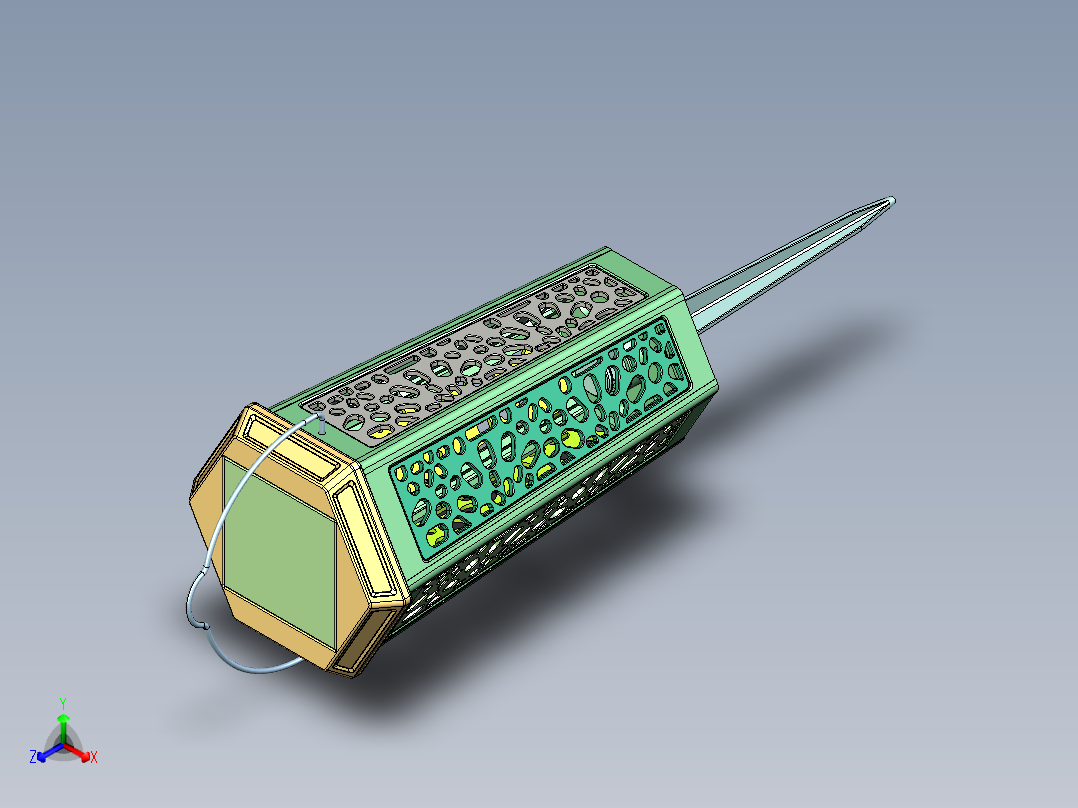六角吊顶地埋两用灯正等轴测图