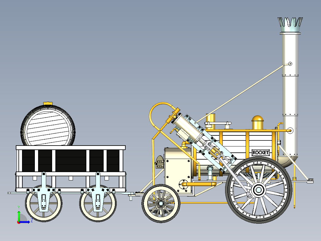 A3003596-蒸汽机车左视图