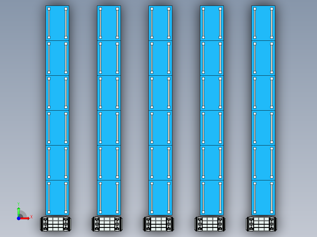 可升降的滚筒运输AGV模拟前视图