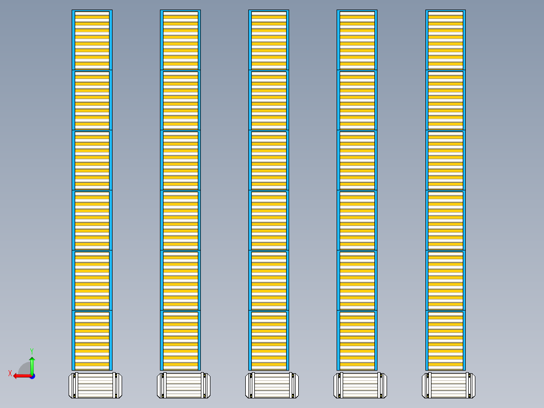 可升降的滚筒运输AGV模拟后视图