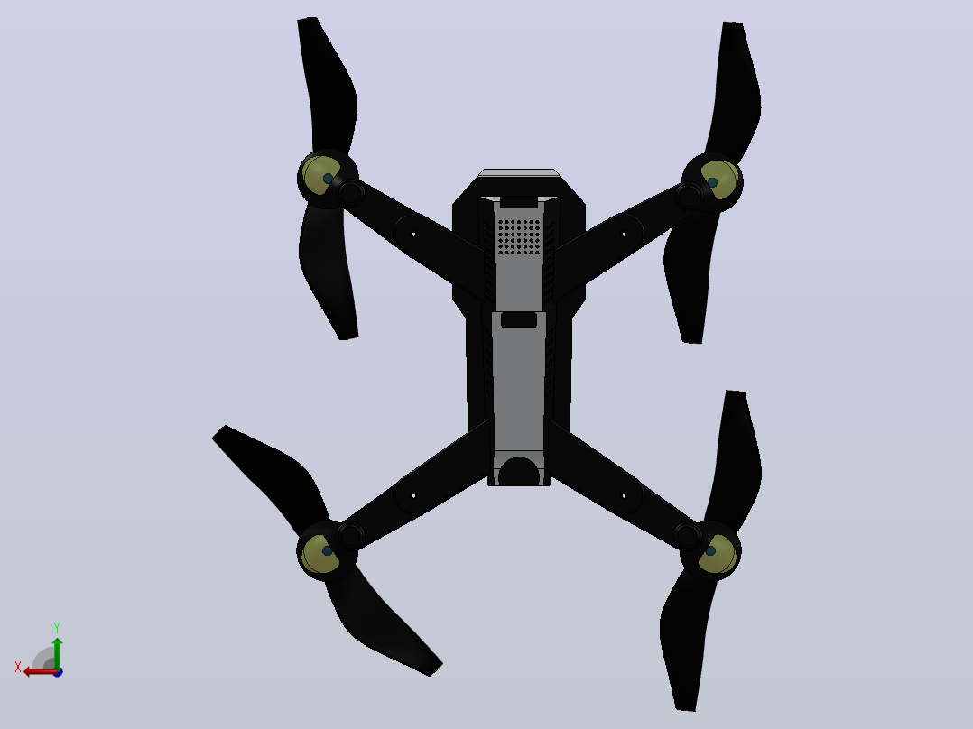 Quadcopter Y1101，带有6''NACA-M18型号螺旋桨后视图