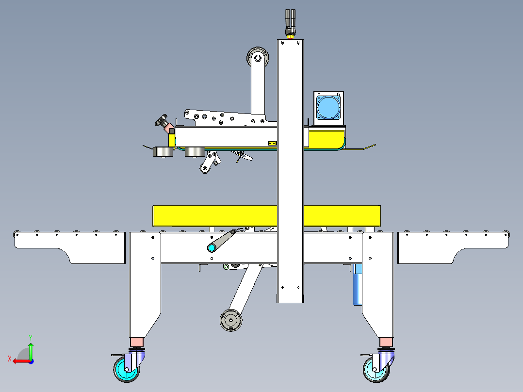 左右驱动封箱机设计3D模型后视图