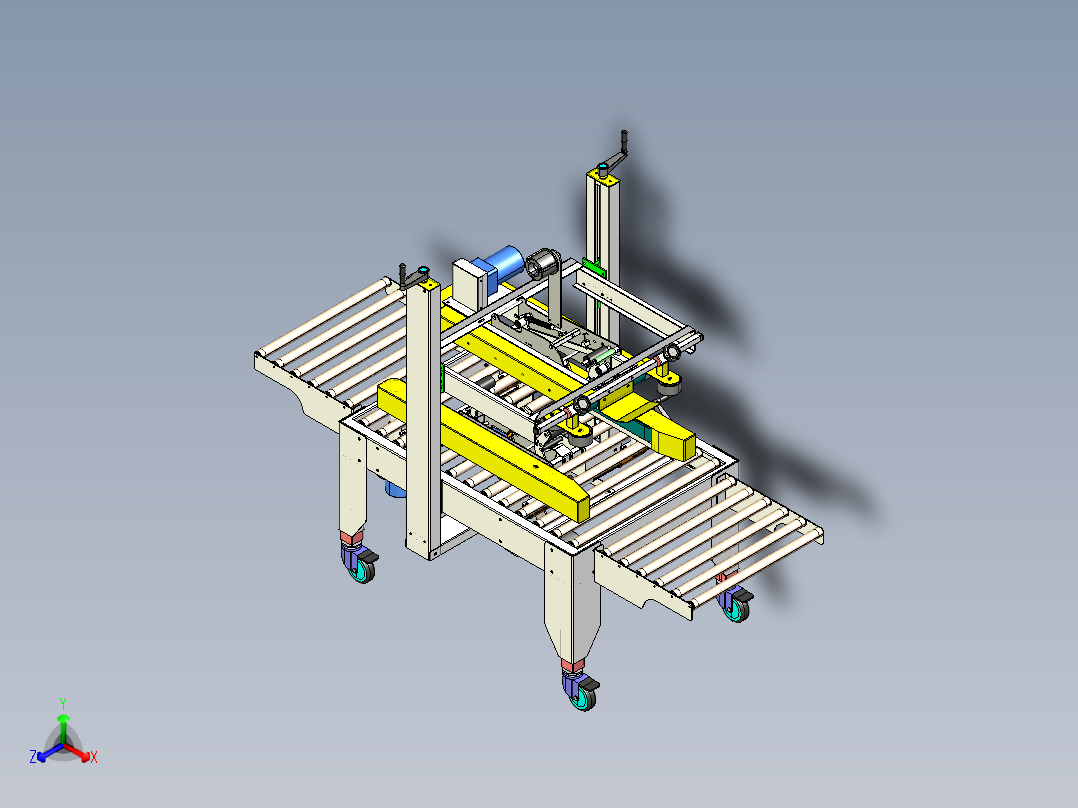 左右驱动封箱机设计3D模型正等轴测图
