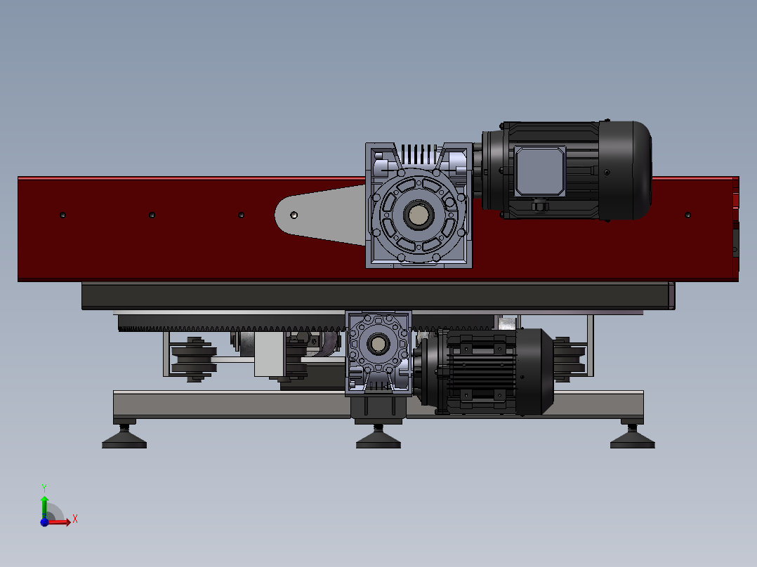 旋转输送机3d图纸旋转滚筒输送线动力滚筒旋转输送线3d图纸前视图