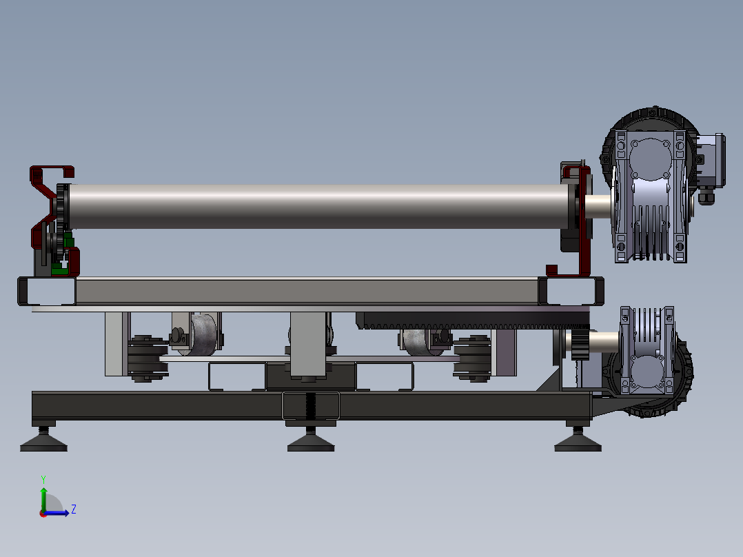 旋转输送机3d图纸旋转滚筒输送线动力滚筒旋转输送线3d图纸左视图