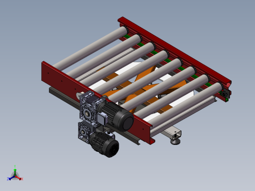 旋转输送机3d图纸旋转滚筒输送线动力滚筒旋转输送线3d图纸正等轴测缩略图