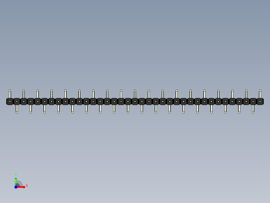 彩色公排针 100mil 2.54mm 系列-DS1022_black_37p_100mil_Type_SMT_R1_rev1.0前视图