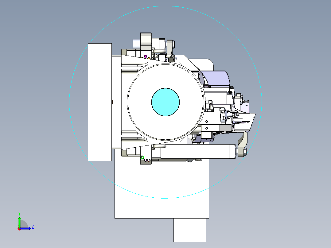 后纵梁液压四轴转台夹具左视图