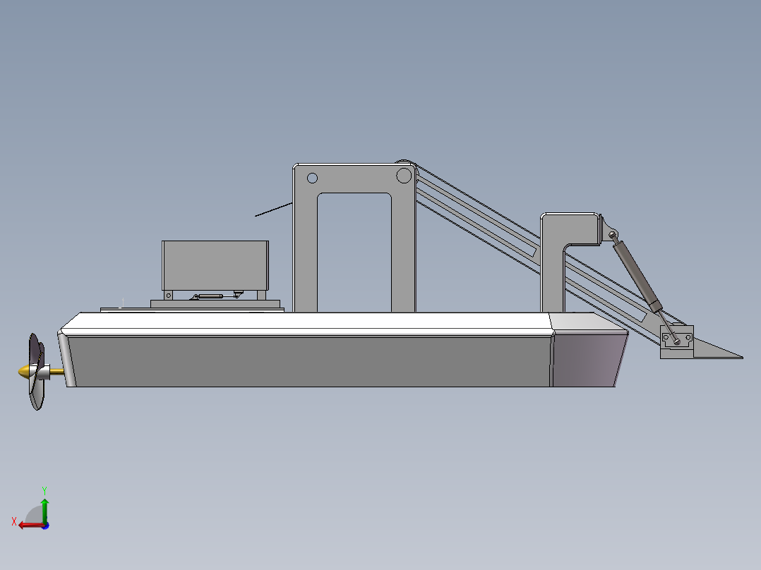 水面垃圾清理船后视图
