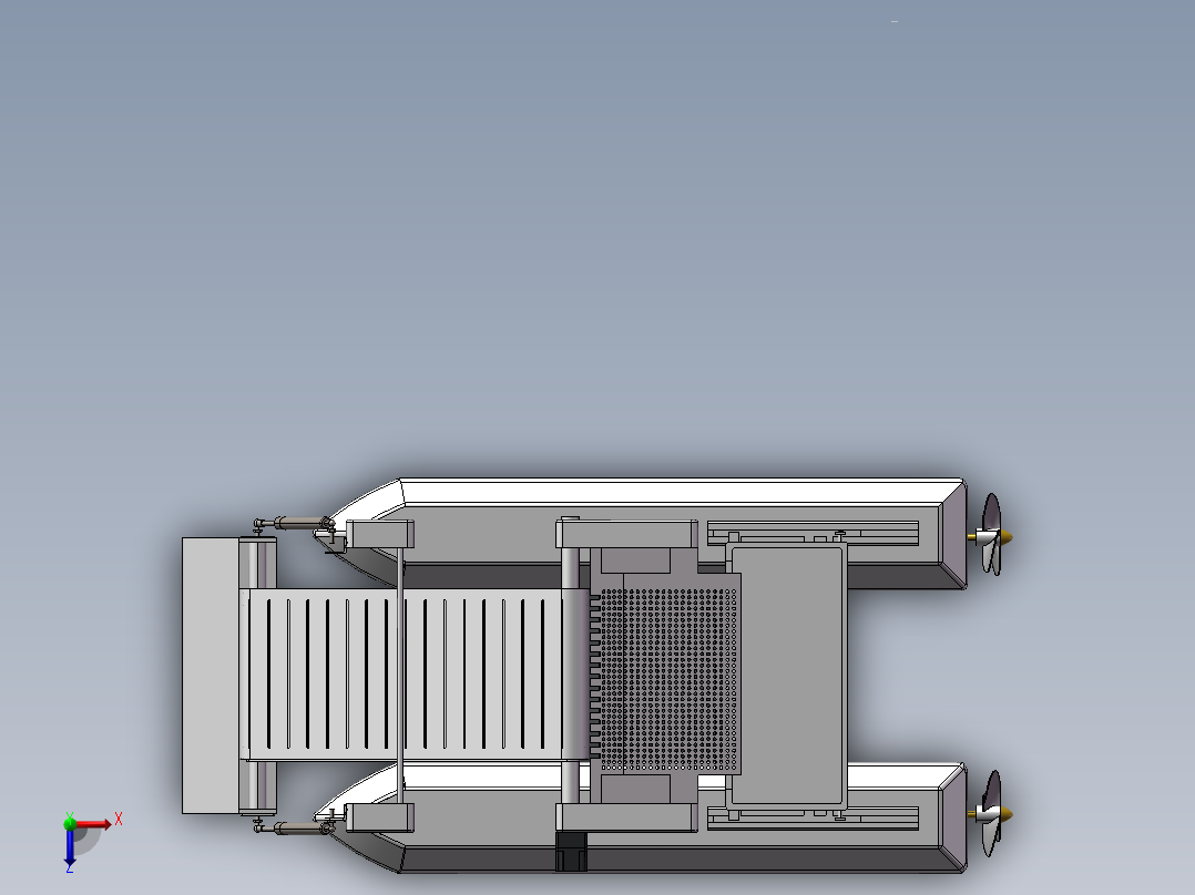 水面垃圾清理船俯视图