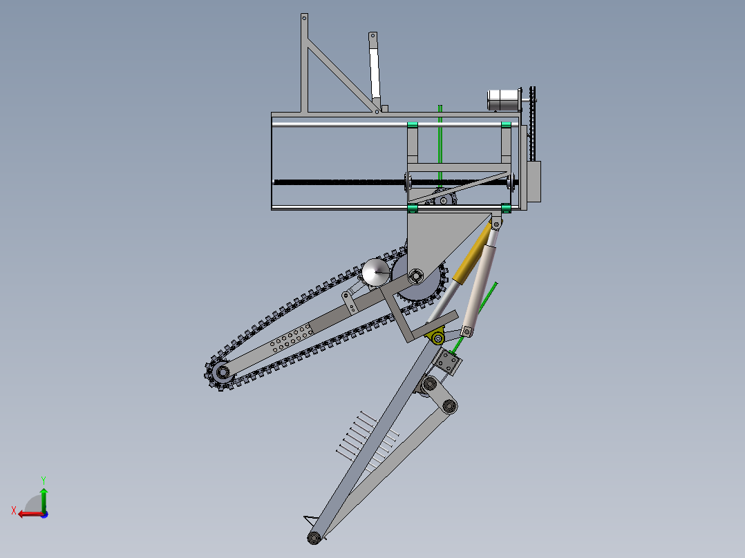 山药收获机的设计后视图