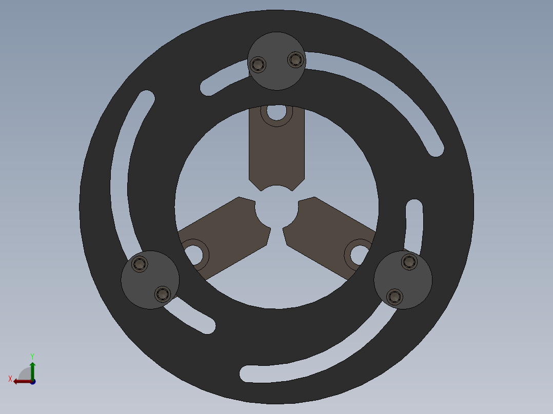 车床三爪卡盘设计模型后视图