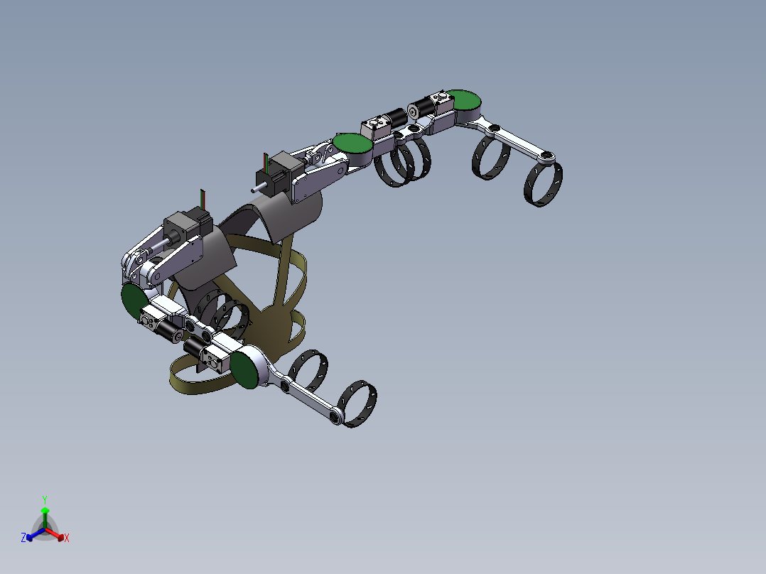 可穿戴上肢外骨骼机械臂正等轴测图