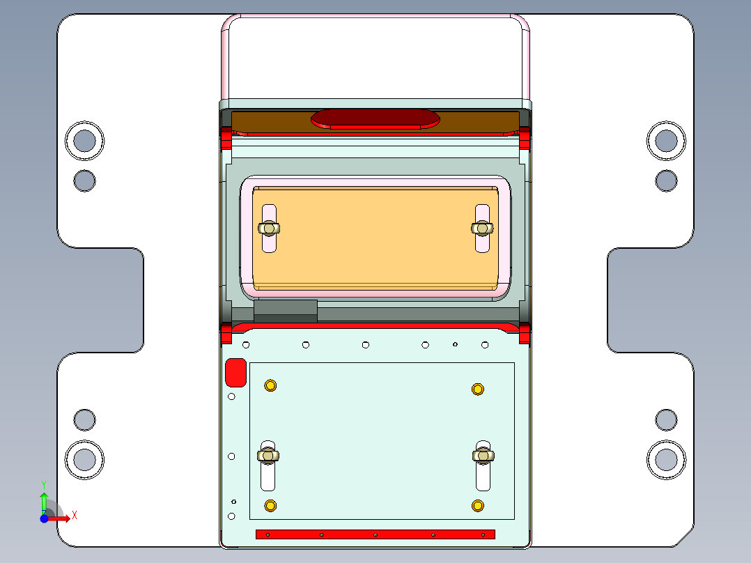 不规则金属书页板铣内腔异型结构CNC工装治具模型前视图
