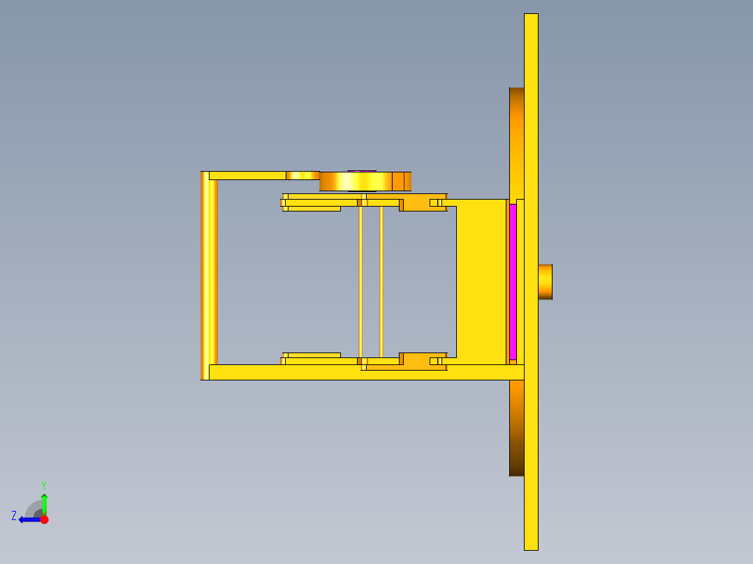 UG三面切书机简化结构及运动仿真右视图