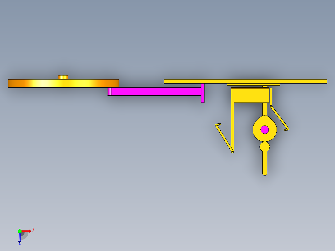 UG三面切书机简化结构及运动仿真俯视图