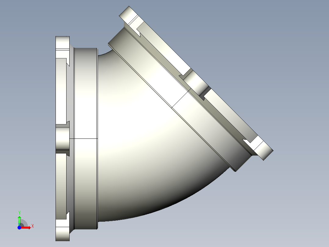 B型45°弯头前视图