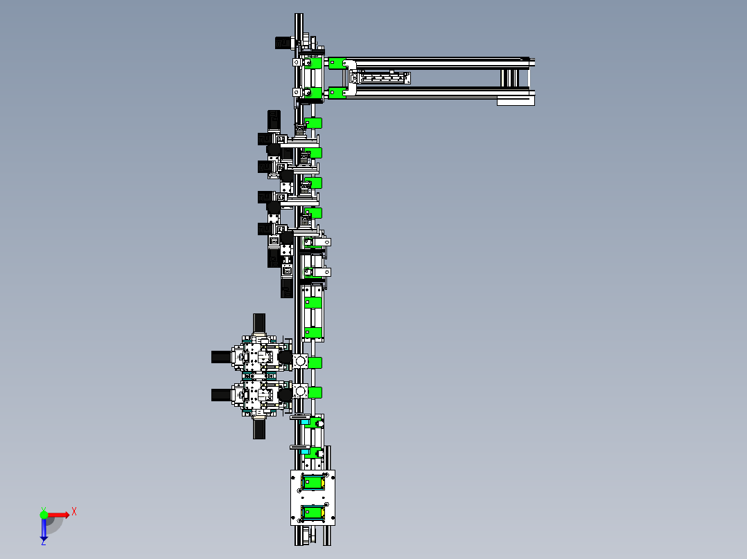 铣槽挑线机（SW设计三维模型）俯视图