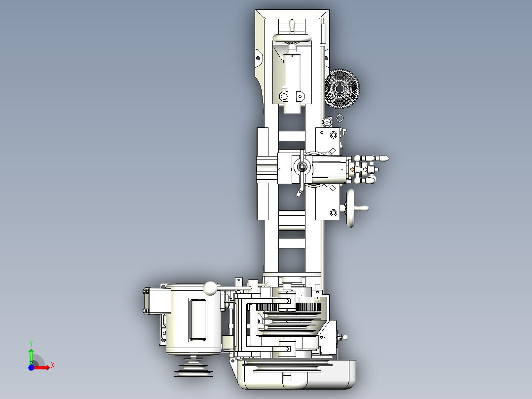 老式Atlas 10F普通车床模型3D图纸前视图
