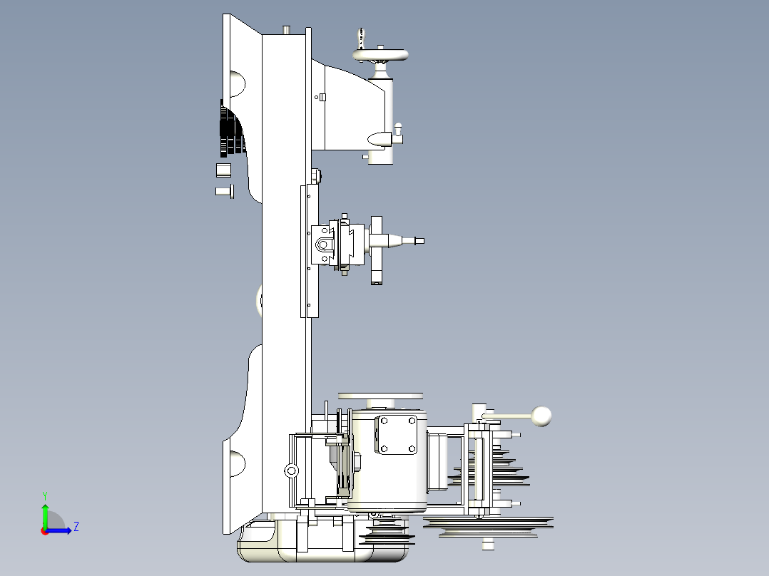 老式Atlas 10F普通车床模型3D图纸左视图