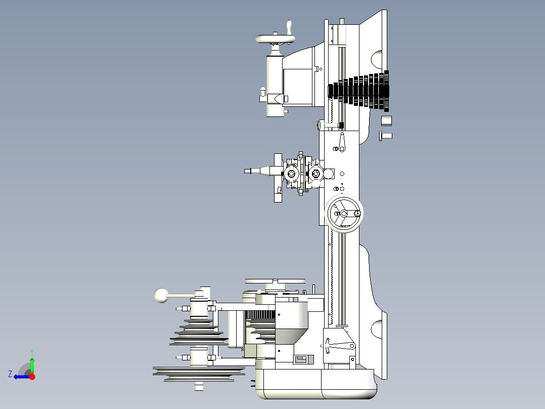 老式Atlas 10F普通车床模型3D图纸右视图