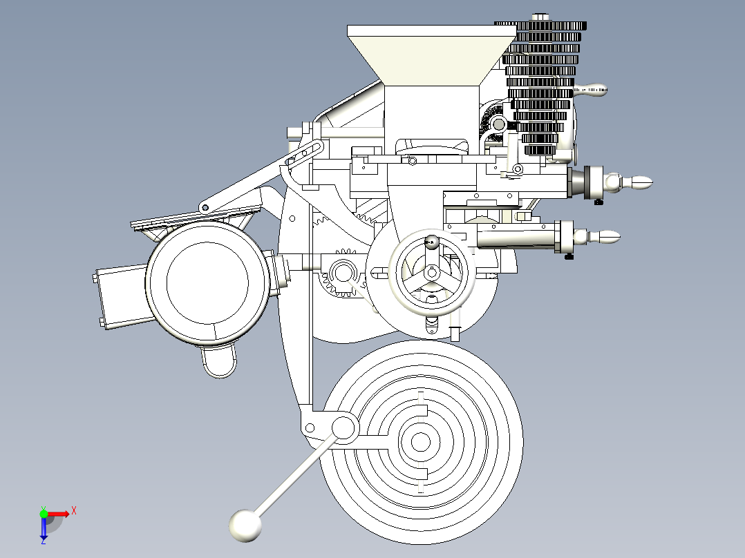 老式Atlas 10F普通车床模型3D图纸俯视图