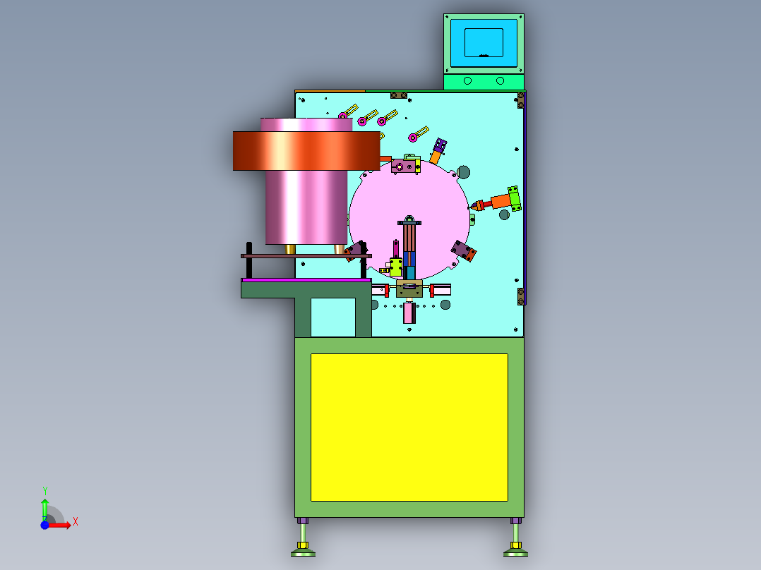 粘扣带扎带自动粘贴装置前视图