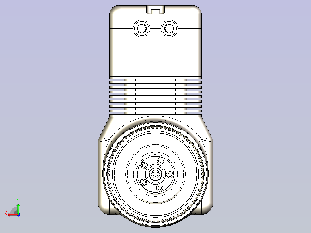 四冲程单缸内燃机发动机3D图纸后视图
