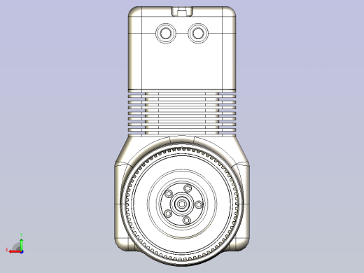 四冲程单缸内燃机发动机3D图纸后视缩略图