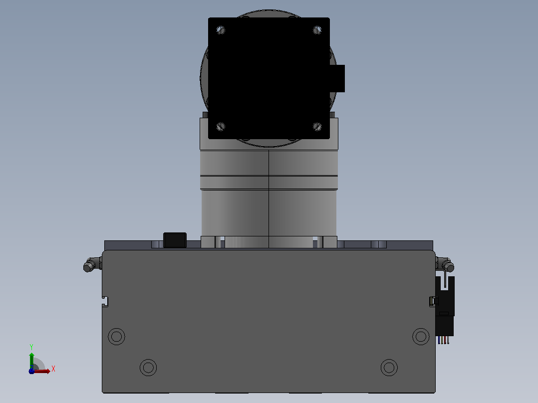 DMG220-FCM齿轮齿条模组直线滑台（电机前折）[DMG220-L20S400-DT750-C2U-FCM-P7]前视图