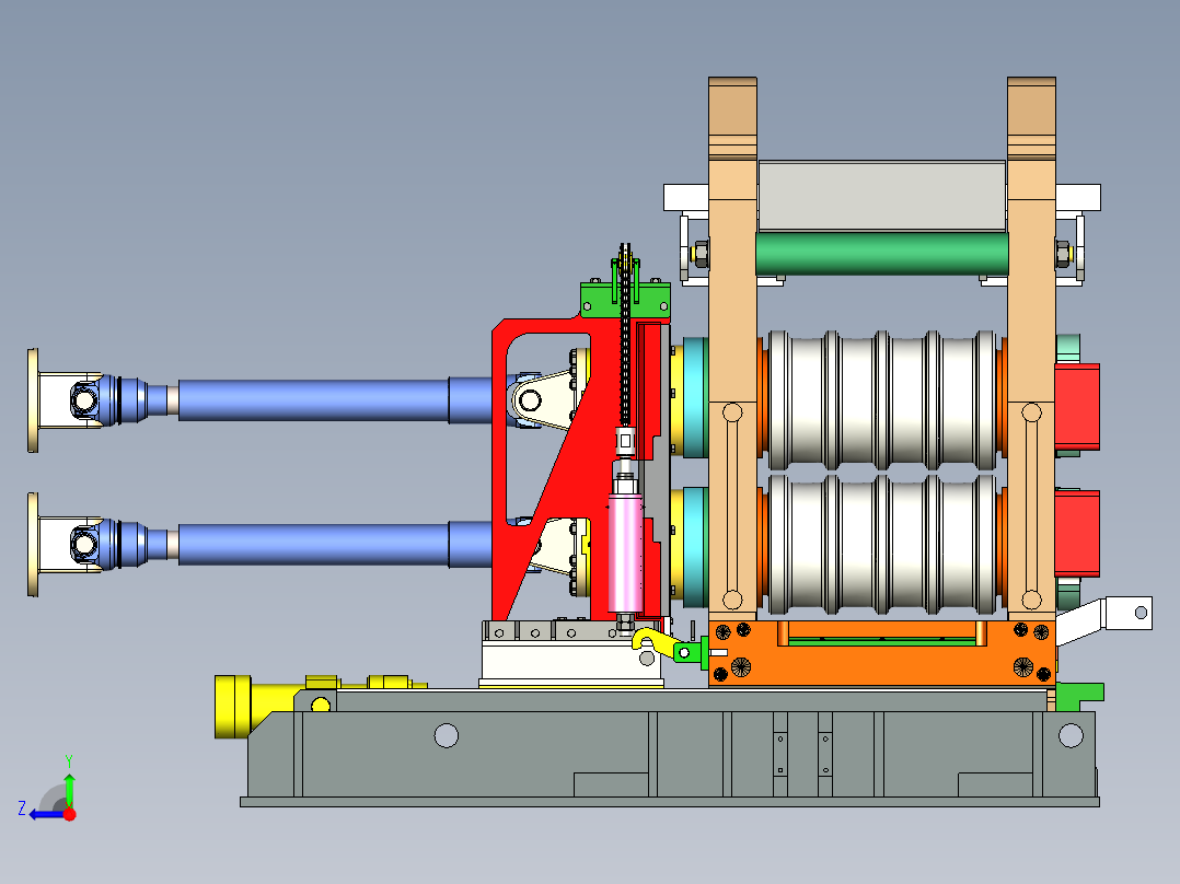 棒料层压辊数模右视图
