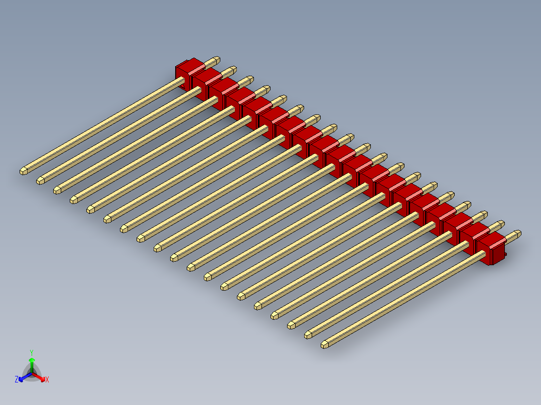 彩色公头100mil（2.54mm）系列-DS1021_red_1x19p_100mil_Type43_rev1.0主视图