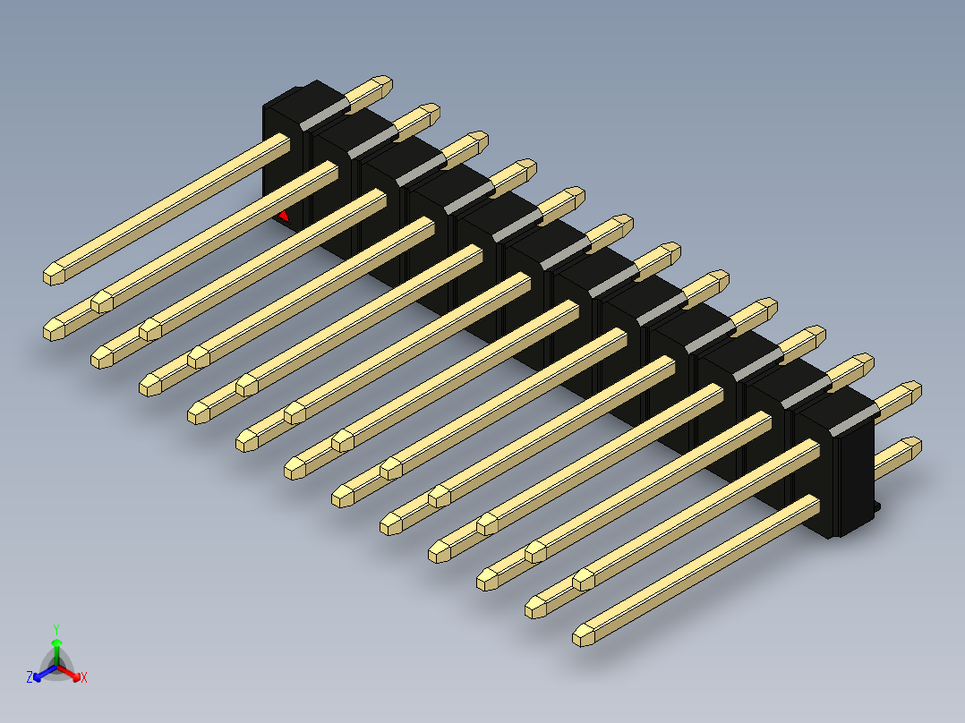 彩色公头100mil（2.54mm）系列-DS1021_black_2x12p_100mil_Type5_rev1.0主视图
