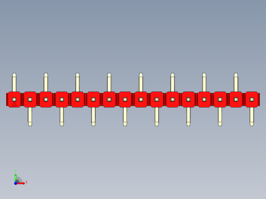彩色公排针 100mil 2.54mm 系列-DS1022_red_16p_100mil_Type_SMT_R1_rev1.0前视缩略图