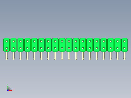 彩色公排针 100mil 2.54mm 系列-DS1022_green_2x18p_100mil_TypeD_rev1.0前视缩略图