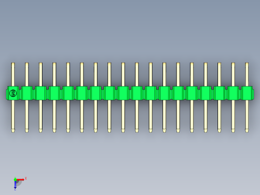 彩色公排针 100mil 2.54mm 系列-DS1022_green_2x18p_100mil_TypeD_rev1.0俯视缩略图