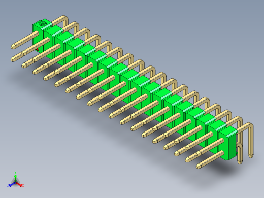 彩色公排针 100mil 2.54mm 系列-DS1022_green_2x18p_100mil_TypeD_rev1.0正等轴测缩略图
