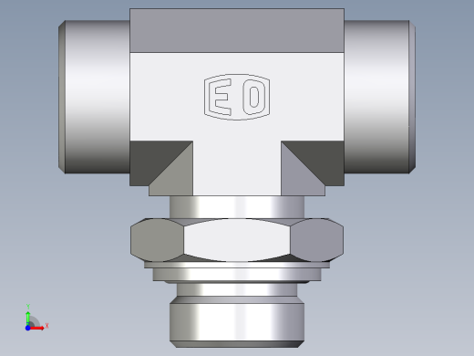 卡套式工业通用硬管接头EO_Adjustable_locknut_branch_tee_TEE22LROMDCF前视缩略图