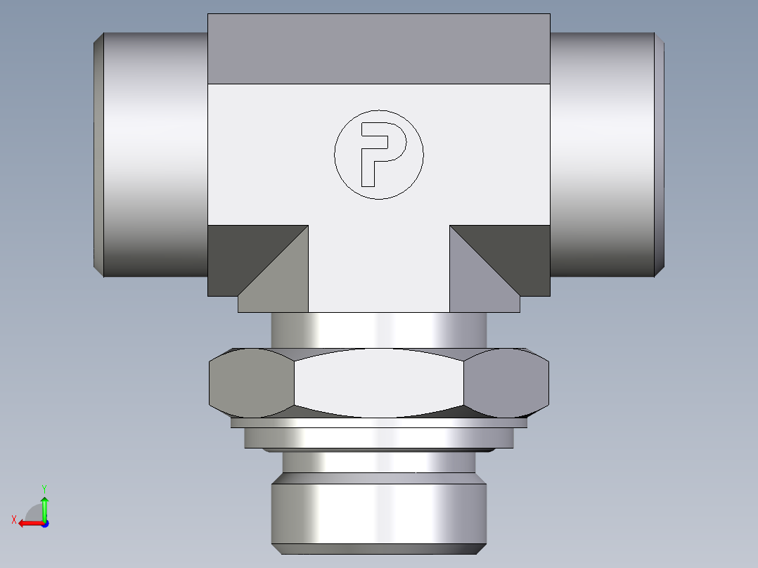 卡套式工业通用硬管接头EO_Adjustable_locknut_branch_tee_TEE22LROMDCF后视图