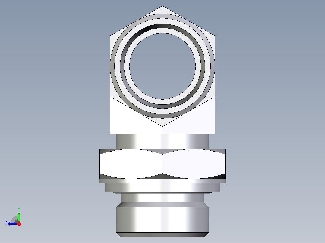 卡套式工业通用硬管接头EO_Adjustable_locknut_branch_tee_TEE22LROMDCF右视图