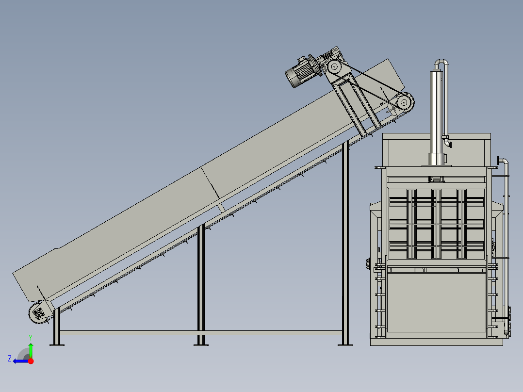 压塑料废料回收机右视图