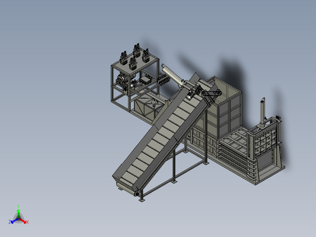 压塑料废料回收机正等轴测图