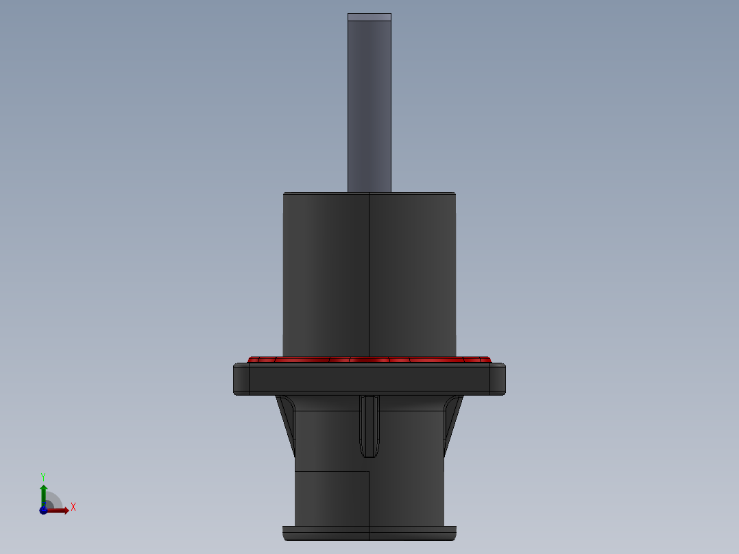 负极-8.0单芯弯头连接器插座(IP67B)UL1500V（铜排螺纹孔）_大法兰-琥正前视图