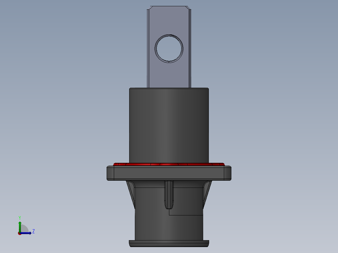 负极-8.0单芯弯头连接器插座(IP67B)UL1500V（铜排螺纹孔）_大法兰-琥正左视图