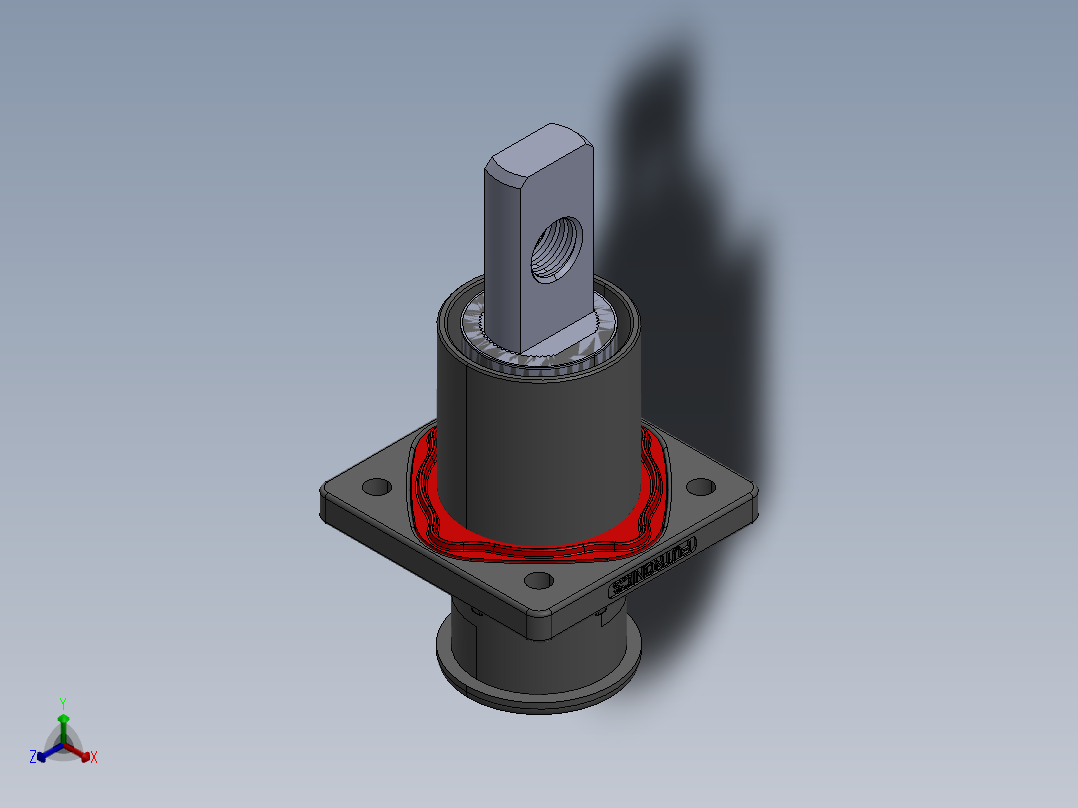 负极-8.0单芯弯头连接器插座(IP67B)UL1500V（铜排螺纹孔）_大法兰-琥正正等轴测图