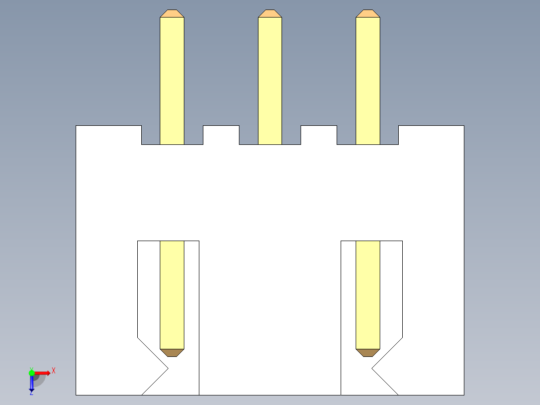 元器件3D封装JST 2.54X3P72俯视图