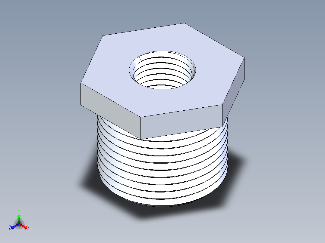 聚氯乙烯配件18-Sch80_ReducerBushing_MPTxFPT_839-098_0.75in x 0.25in正等轴测图