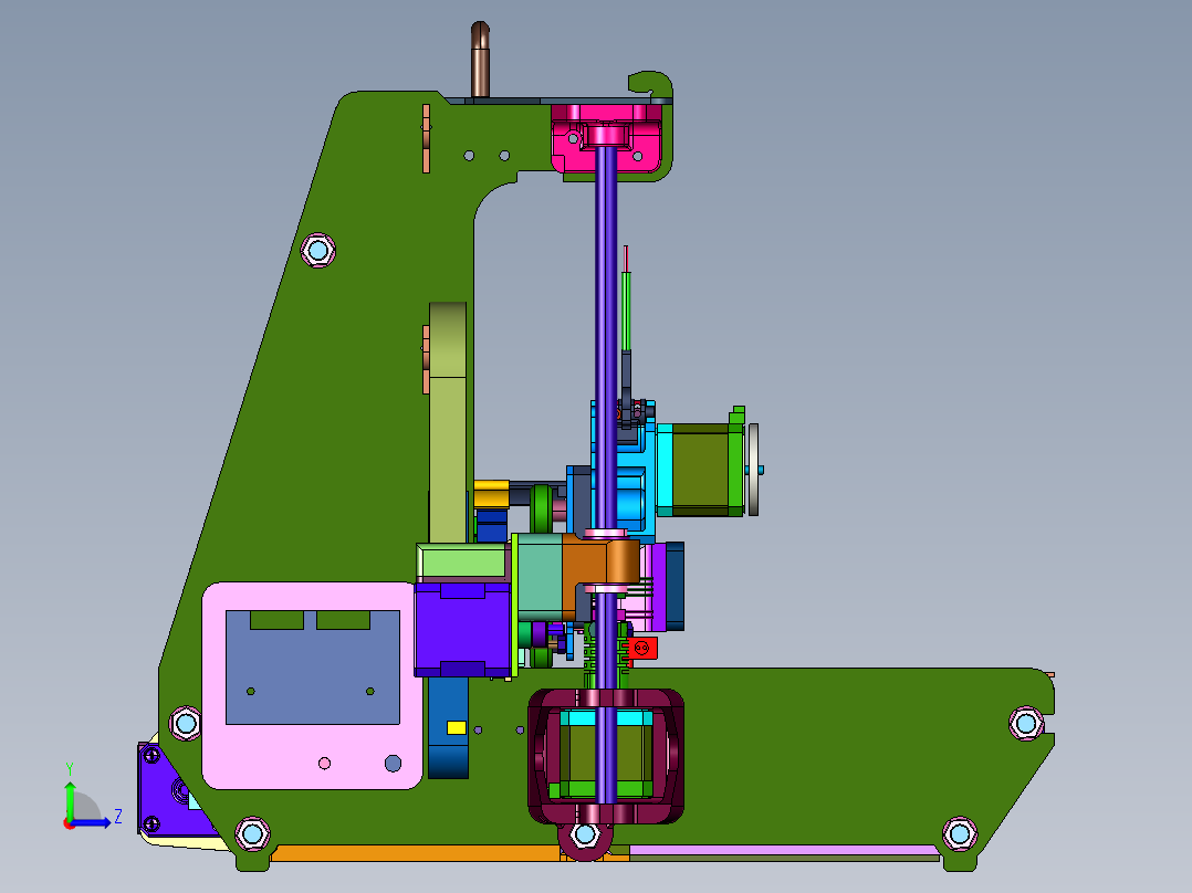 近端手提高精度三维打印机左视图
